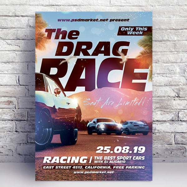 Drag Race Flyer - PSD Template