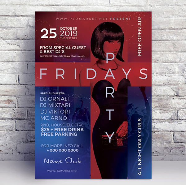 Fridays Party Flyer - PSD Template