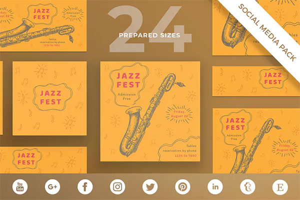 Jazz Festival Social Media Pack Template