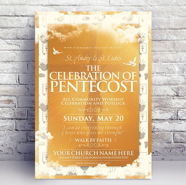 The Celebration of Pentecost Flyer PSD
