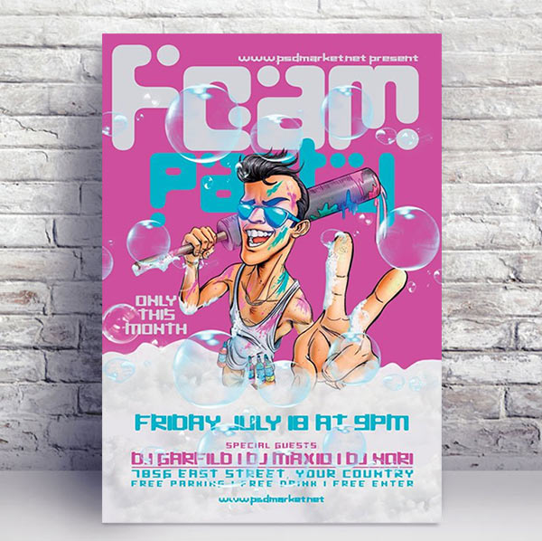 Foam Party Flyer - PSD Template