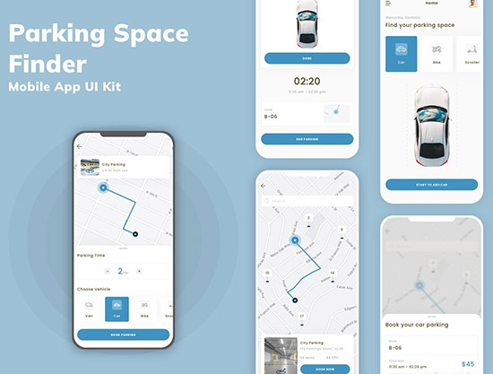 Parking Space Finder App UI Kit 91665282