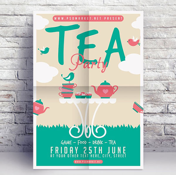 Tea Party Flyer - PSD Template