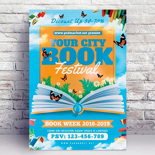 Book Festival Flyer - PSD Template