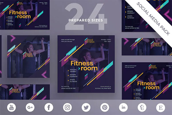 Fitness Gym Social Media Pack Template
