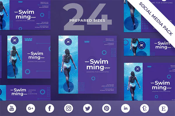 Swimming Lessons Social Media Pack