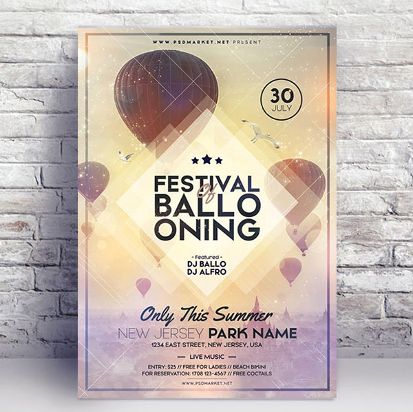 Festival of Balloons Flyer - PSD Template