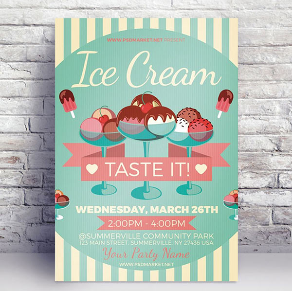 Ice Cream Flyer - PSD Template