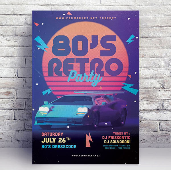80s Party Flyer - PSD Template