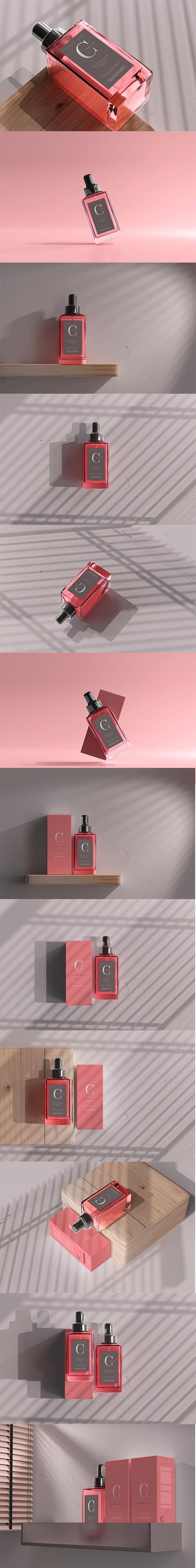 Square Perfume Bottle with Box Mockup 6056066