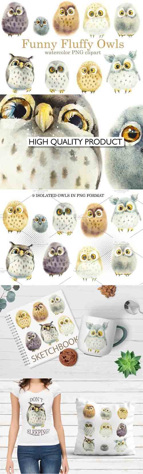 Watercolor Funny Owls 602275 - PNG clipart
