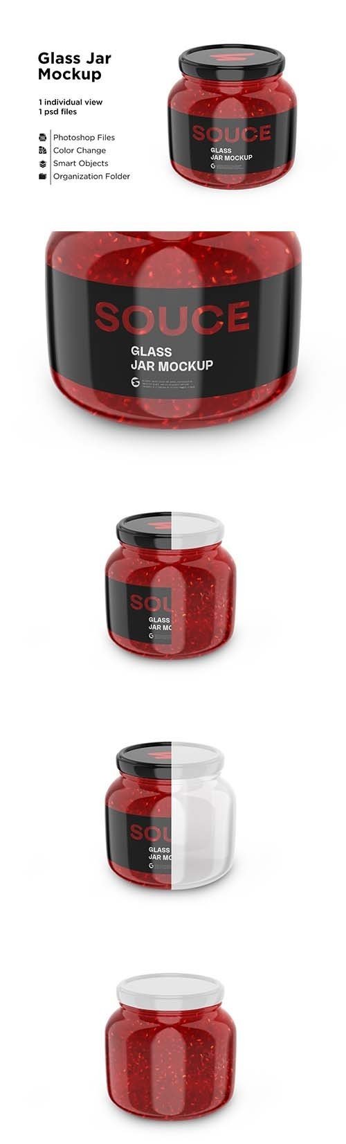 Glass Red Hot Sauce Jar Mockup 6063328