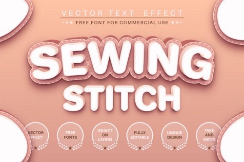 Sewing Stitch - editable text effect, font style