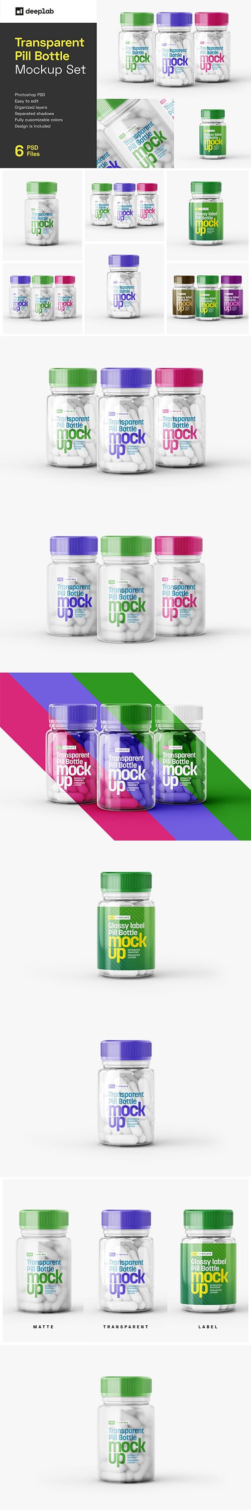 Transparent Pill Bottle Mockup Set 6070150