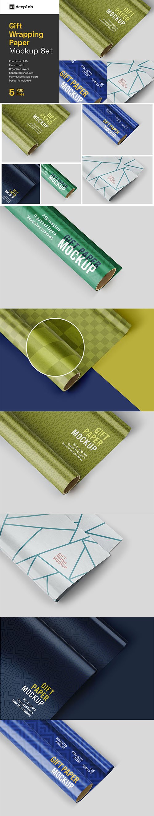Gift Wrapping Paper Mockup Set 6091139