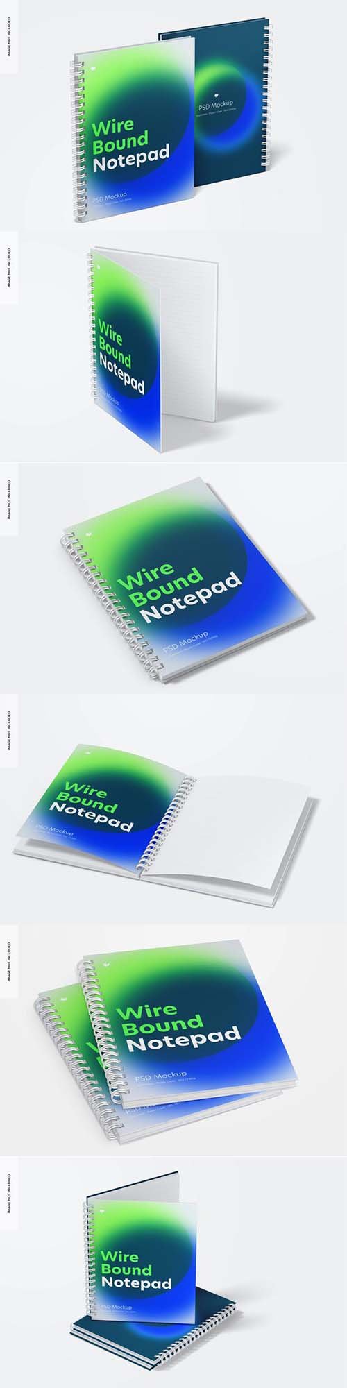 Plastic cover wire bound notepads mockup