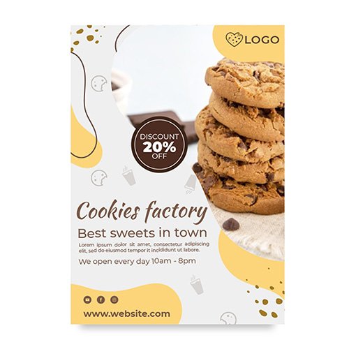 Cookies factory poster with discount