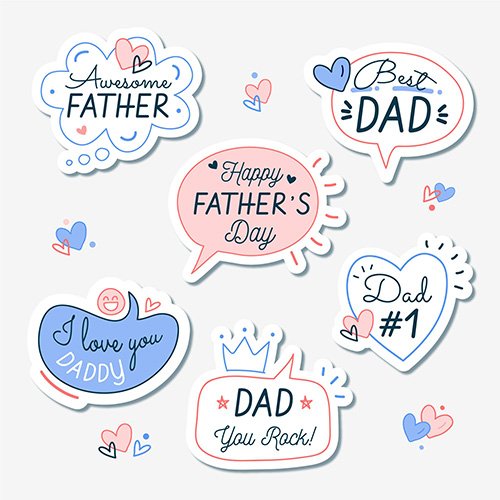 Hand-drawn fathers day badge collection