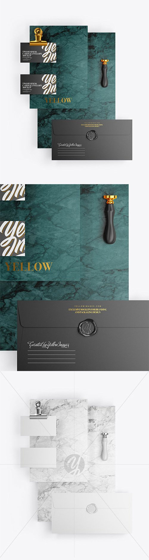 Two Business Cards & Envelope with Marble Mockup 82110