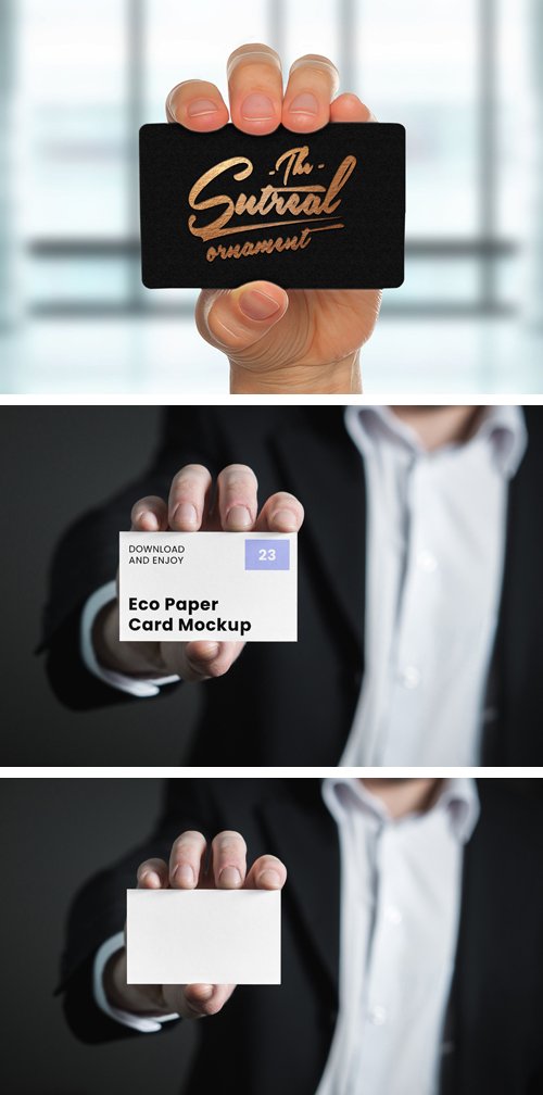 Business Cards in Hands - PSD Mockups Templates