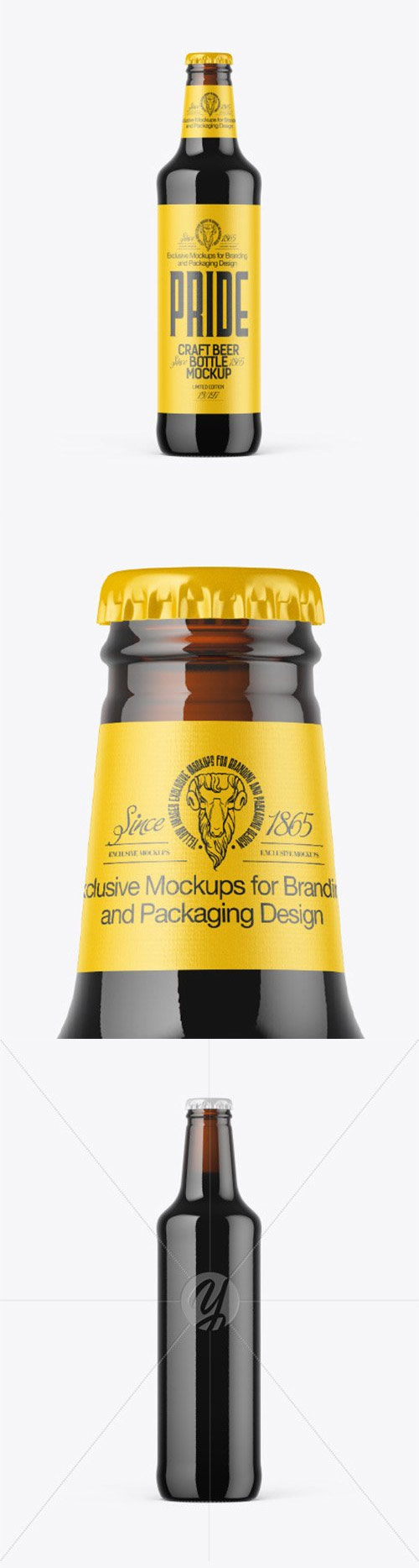 500ml Dark Amber Stout Beer Bottle Mockup 79972