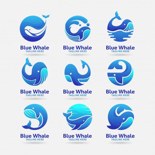 Collection of blue whale logo vector design