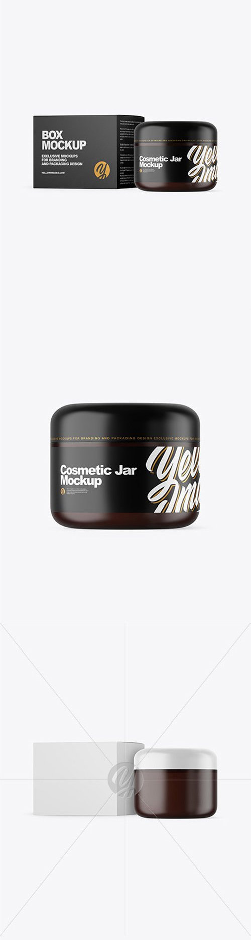 Frosted Amber Cosmetic Jar with Box Mockup 80371