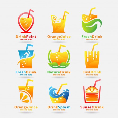 Collection of fresh drink logo vector design