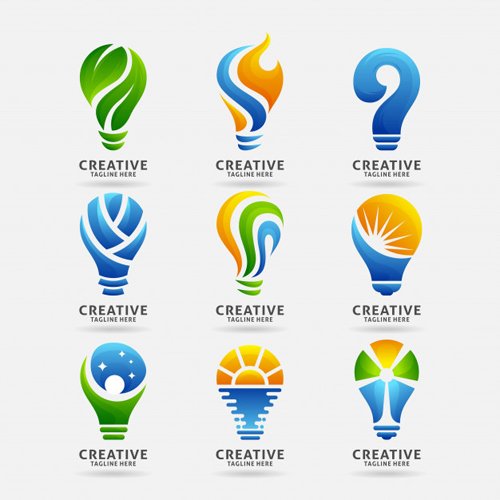 Collection of creative lamp logo vector design