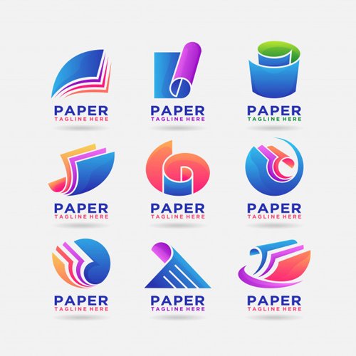 Collection of paper logo vector design