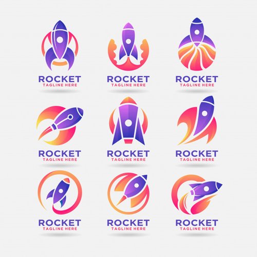 Collection of rocket logo vector design