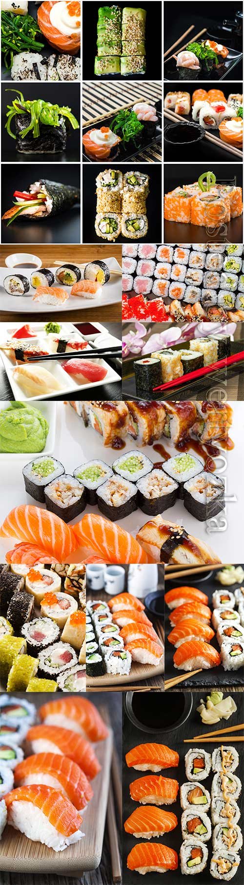 Appetizing sushi sets stock photo