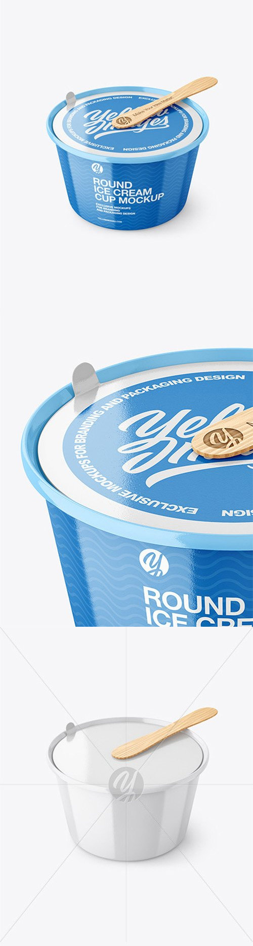 Ice Cream Glossy Plastic Cup With Wooden Stick Mockup 80184