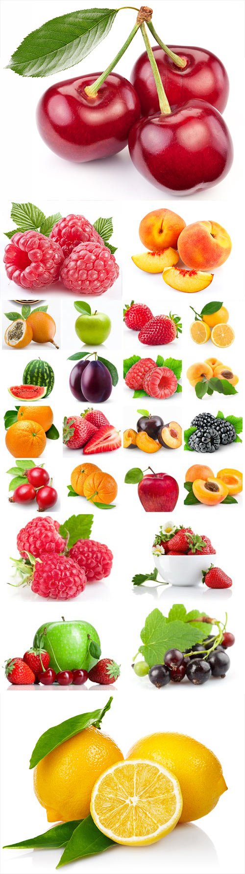 Set of fruits berries and citrus stock photo