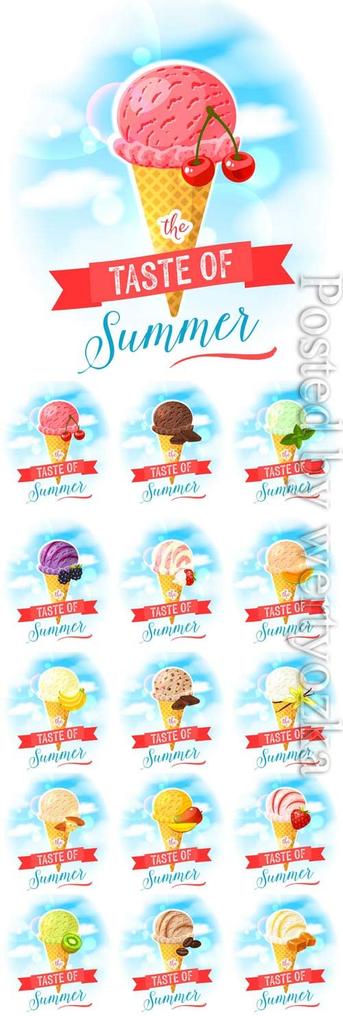 Ice cream assortment in vector