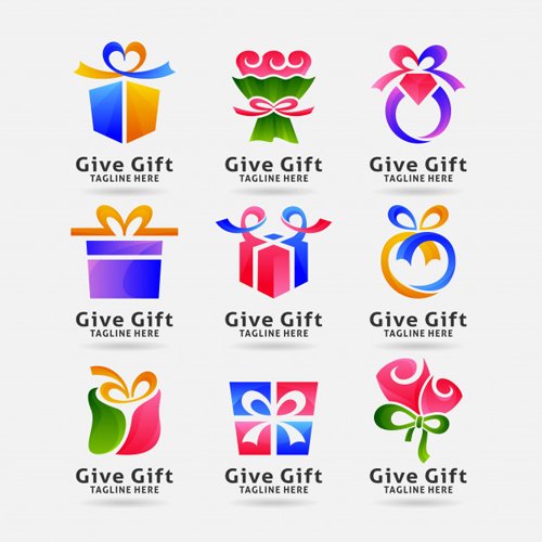 Collection of gift logo vector design