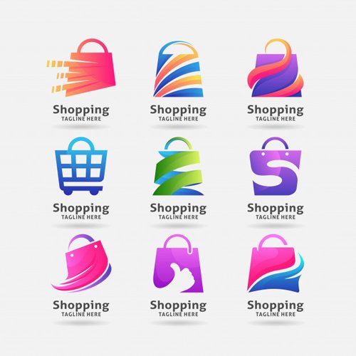 Collection of shopping bag logo vector design