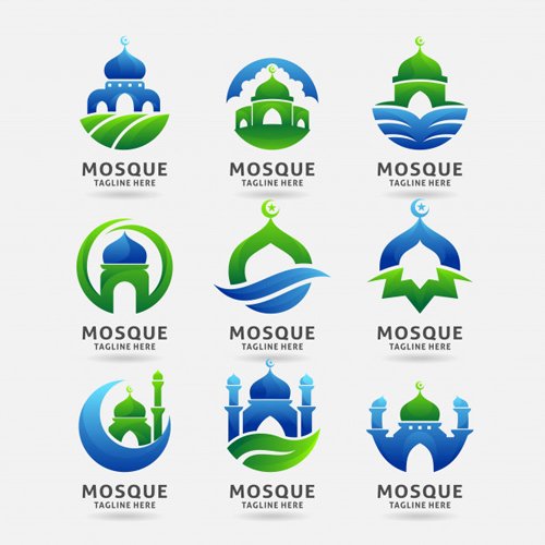 Collection of mosque logo vector design