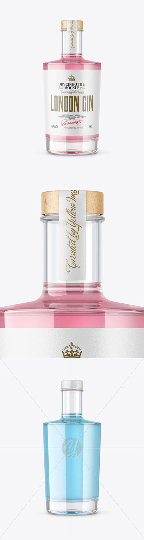 Clear Glass Gin Bottle with Wooden Cap Mockup 80768