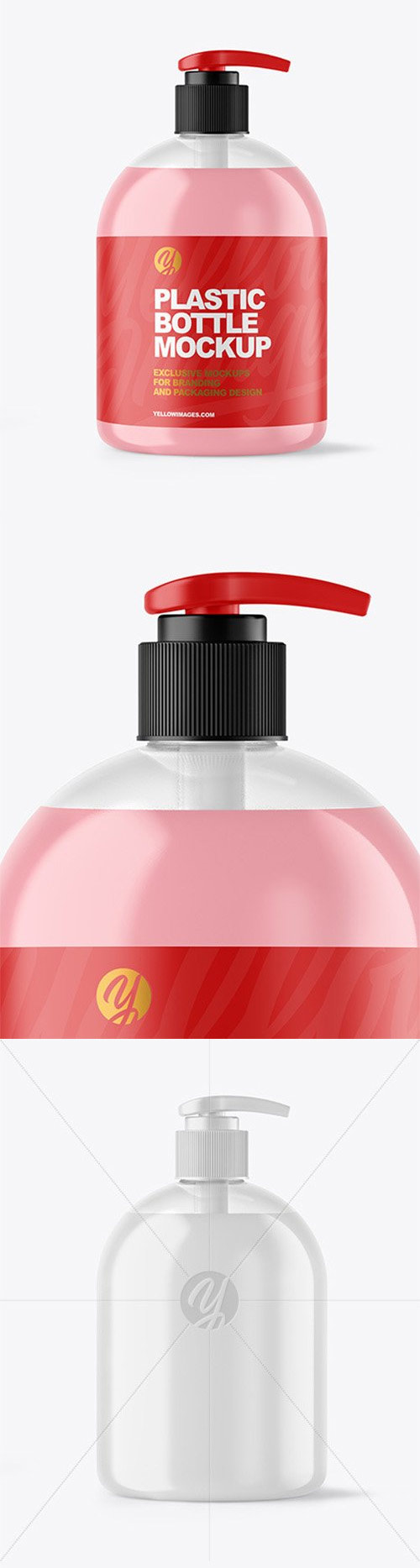 Clear Liquid Soap Bottle with Pump Mockup 62140