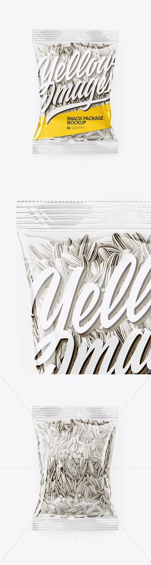 Clear Transparent Plastic Pack with White Sunflower Seeds Mockup