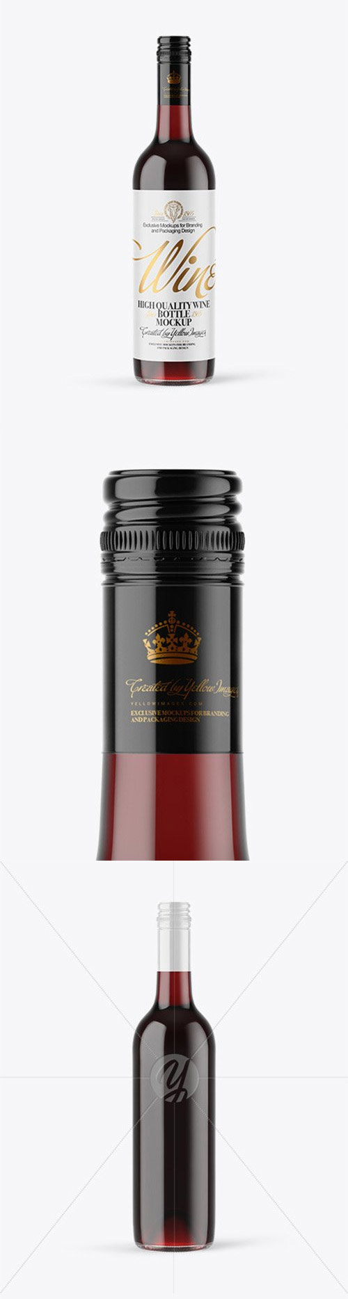 Clear Glass Red Wine Bottle with Screw Cap Mockup 80046