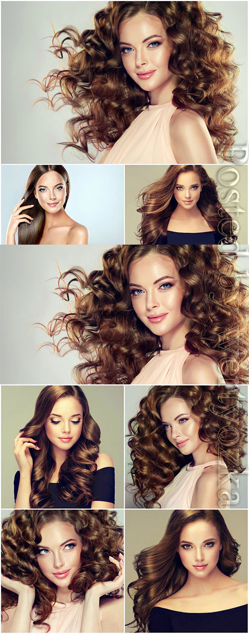 Girls with luxurious hair stock photo