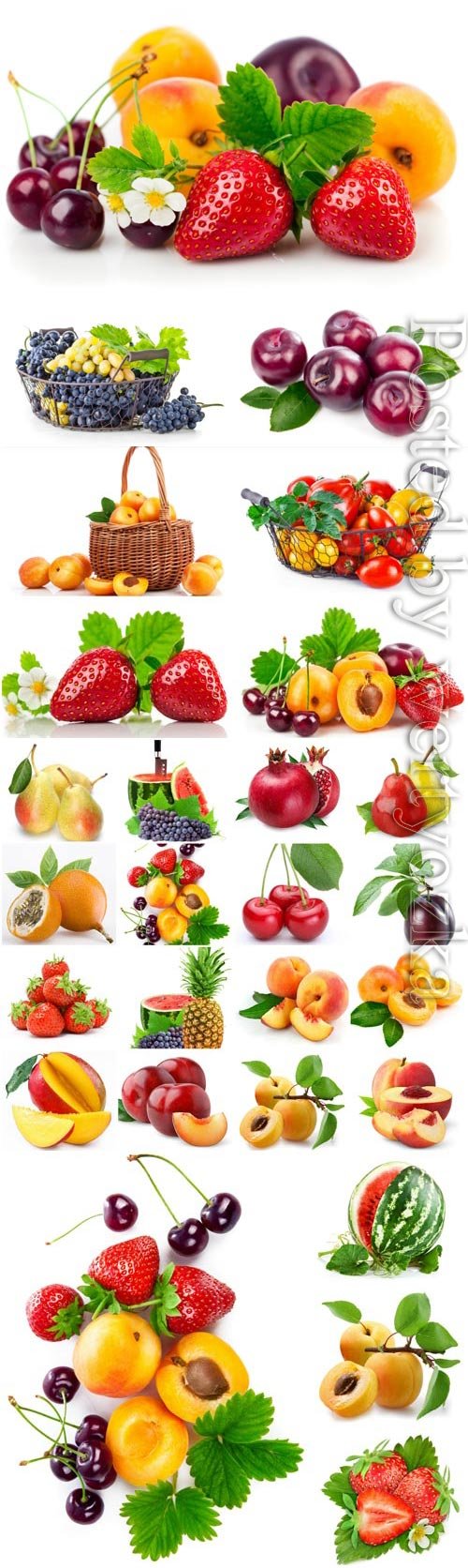 Set of fresh berries and fruits stock photo