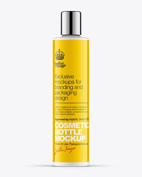 250ml Cosmetic Bottle w/ Chrome Over Cap Mockup 11375