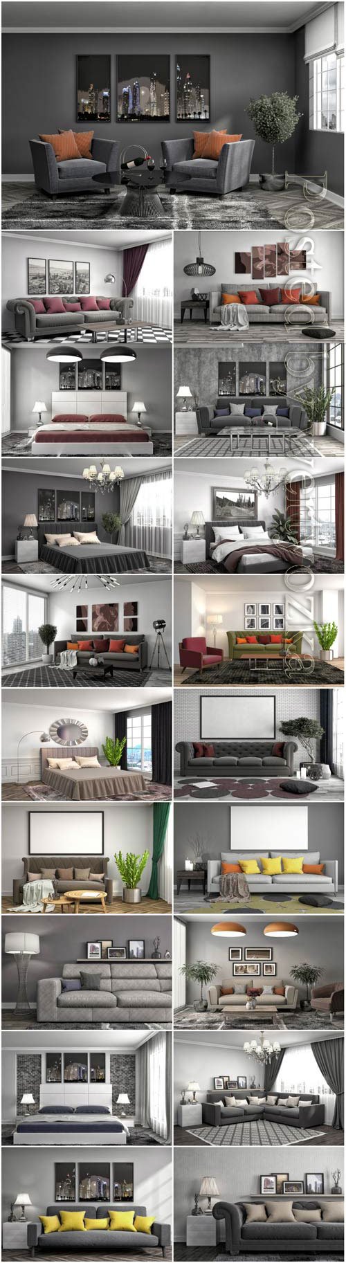 Modern interior in gray tones stock photo