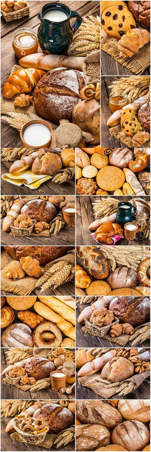Bread and milk stock photo