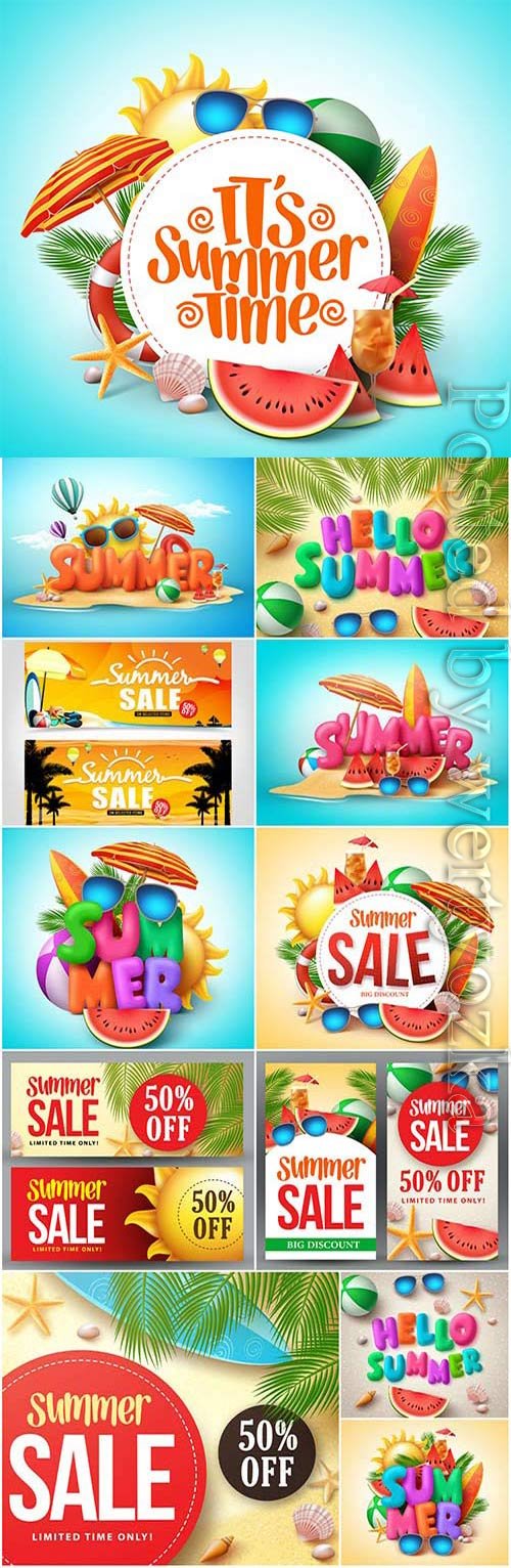 Summer banners and backgrounds in vector