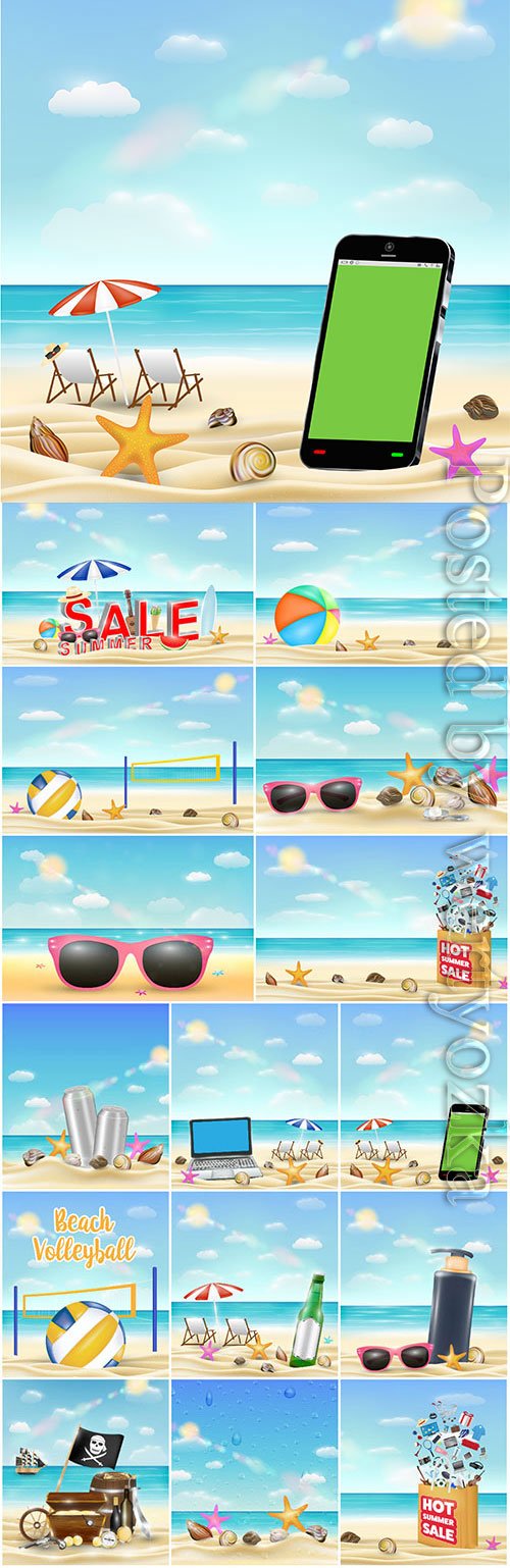 Marine summer backgrounds in vector