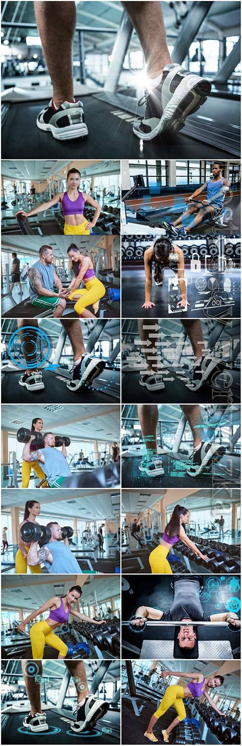 Exercise in the gym stock photo